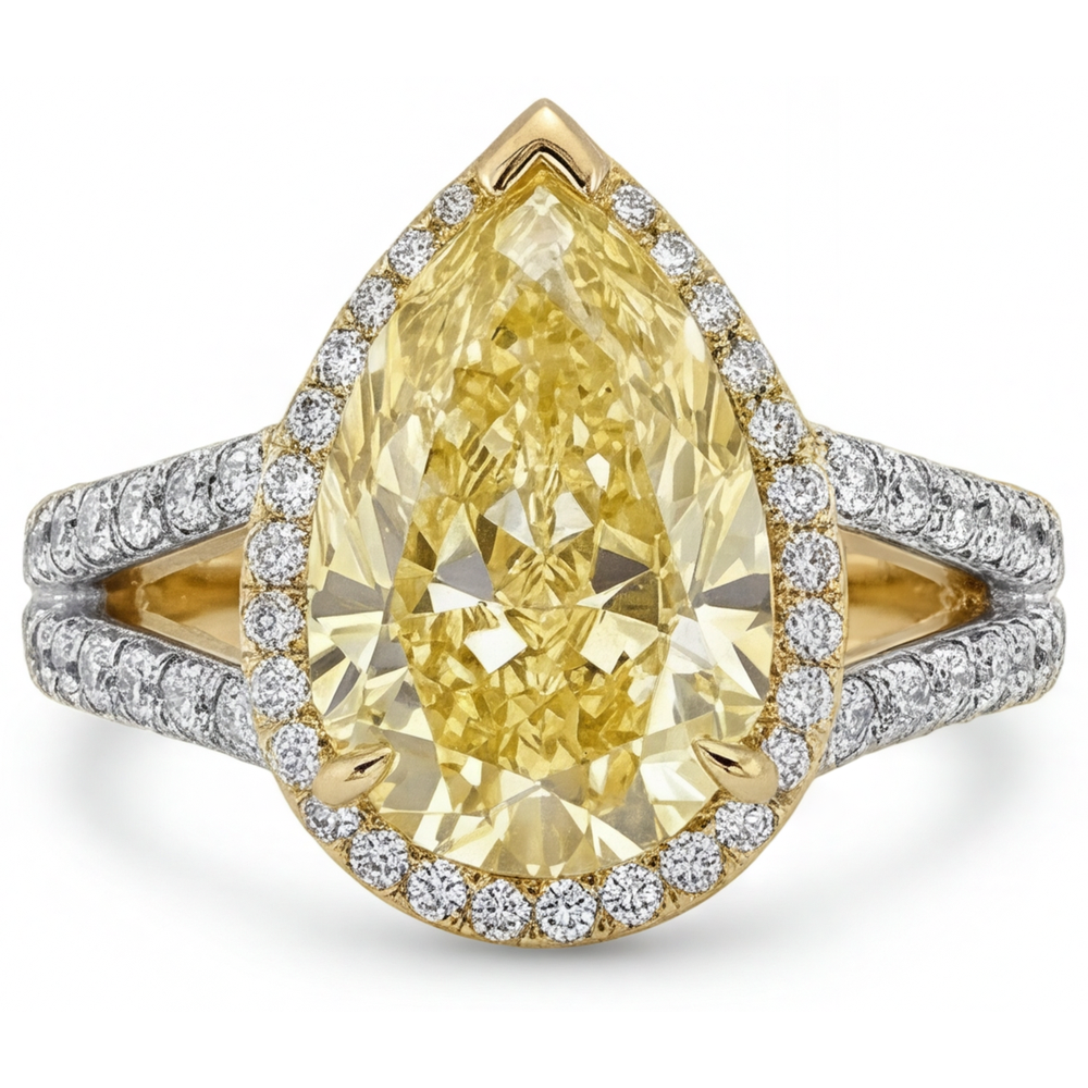 Diamante Giallo Fancy Anello Statement – vista angolare