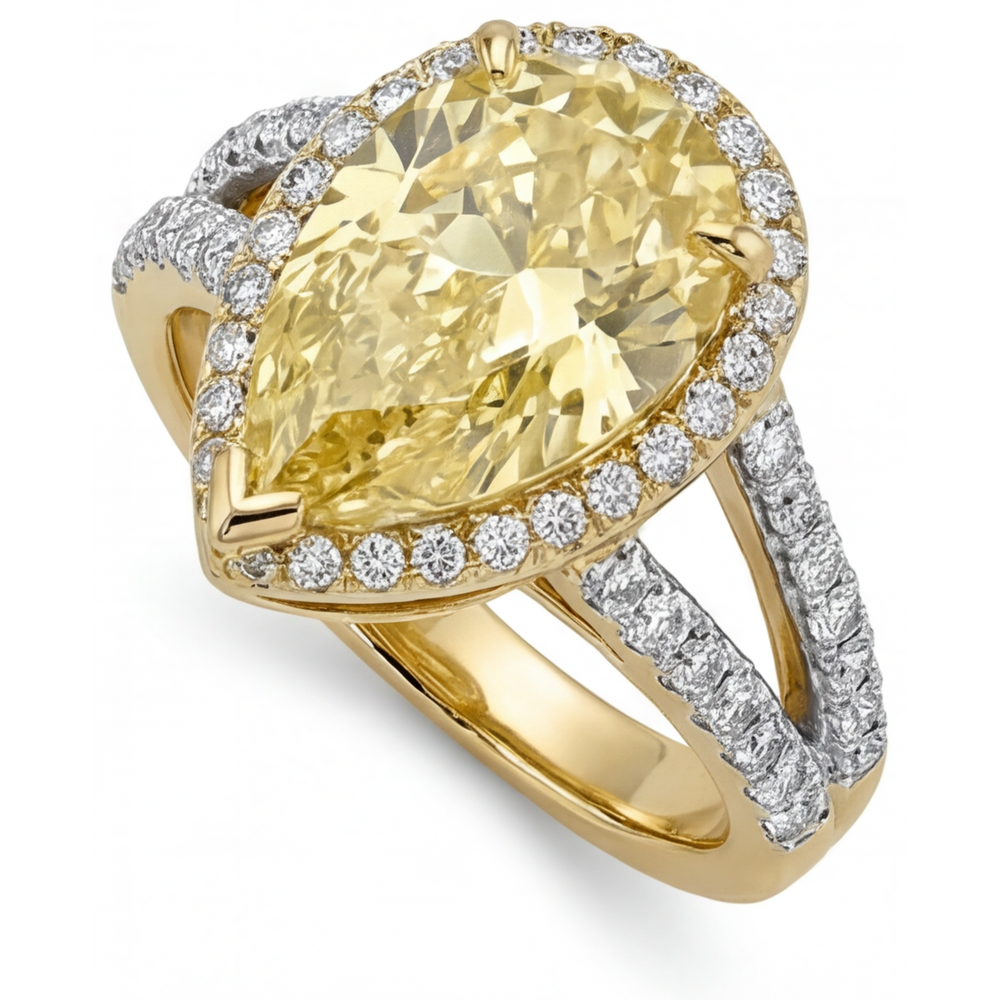 Diamante Giallo Fancy Anello Statement – vista profilo