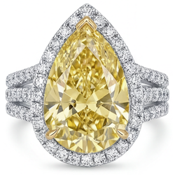 Brillante Diamante Giallo Fancy Anello Statement 4 carati