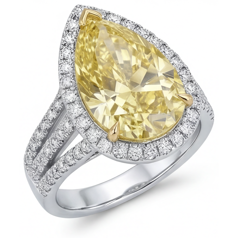 Diamante Giallo Fancy Anello Statement – vista angolare