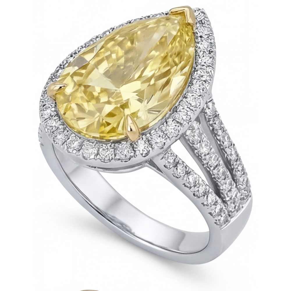 Brillante Diamante Giallo Fancy Anello Statement 4 carati – vista dall'alto