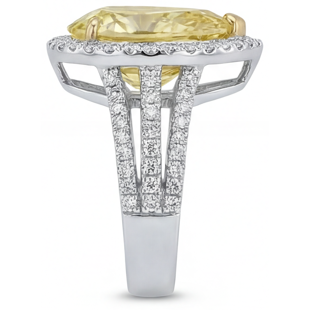 Anello Statement Oro 14 Carati Bicolore con Diamante Giallo Fancy – vista dettaglio