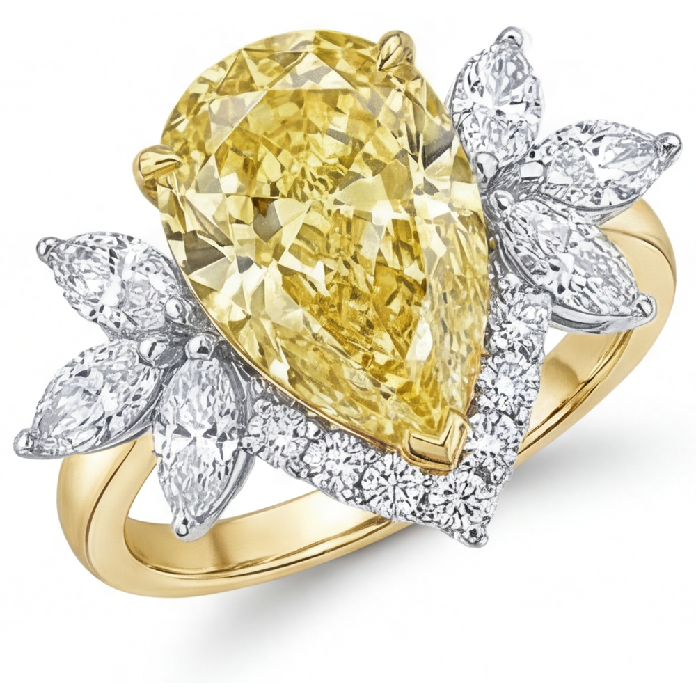 Abbagliante Diamante Giallo Fancy Anello Statement 4 carati – vista principale