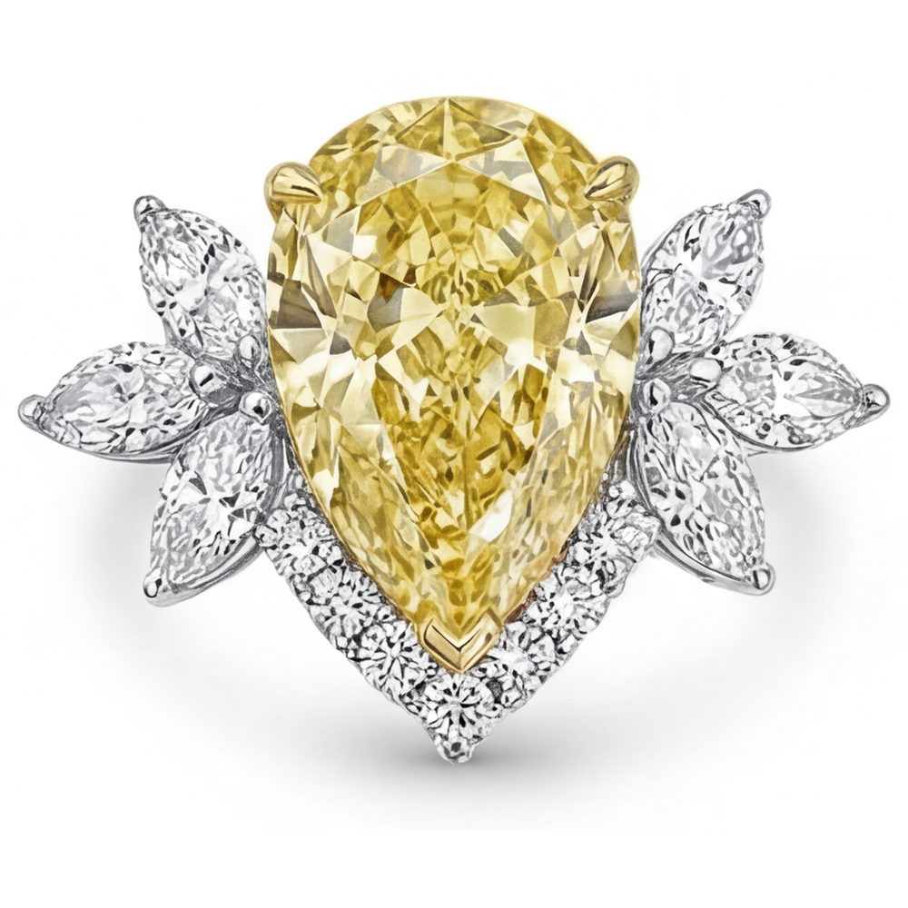Diamante Giallo Fancy Anello Statement – vista frontale