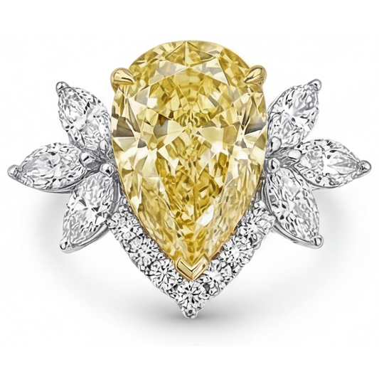 Diamante Giallo Fancy Anello Statement – vista frontale