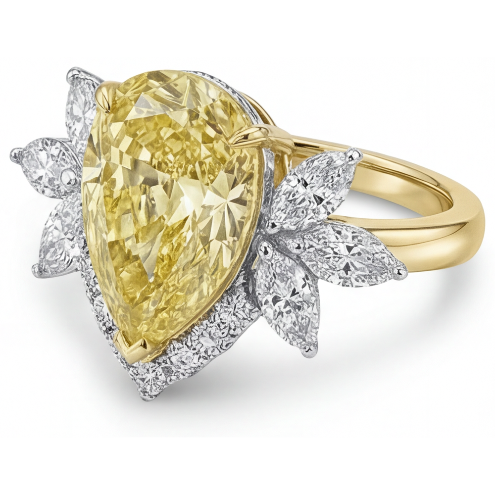 Diamante Giallo Fancy Anello Statement – vista laterale