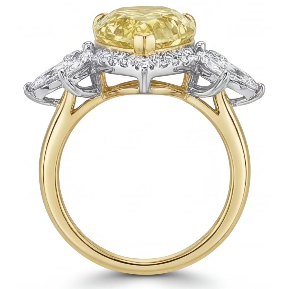 Abbagliante Diamante Giallo Fancy Anello Statement 4 carati – vista dall'alto