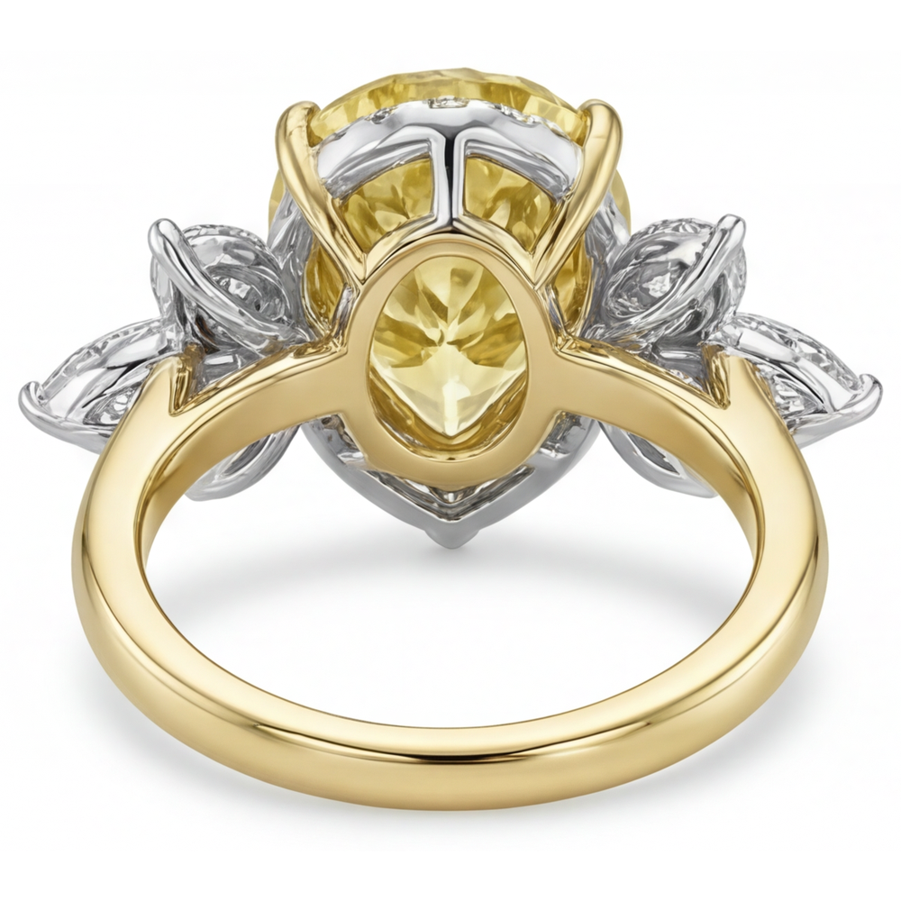 Anello Statement Oro Bicolore 14K con Diamante Giallo Fancy – vista posteriore