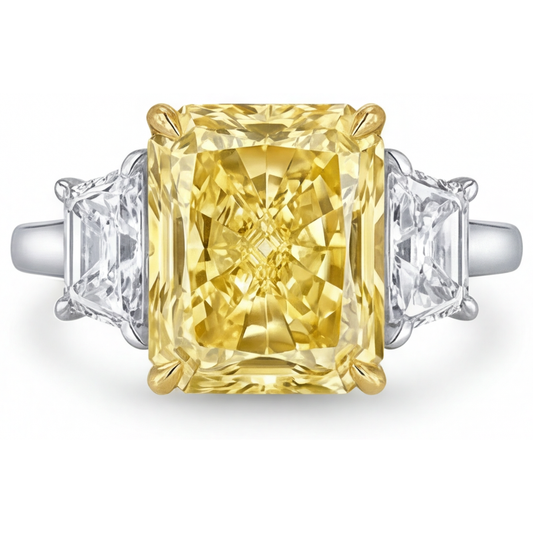 Radiant Diamante Giallo Fancy anello in Oro Bicolore 14K – vista principale