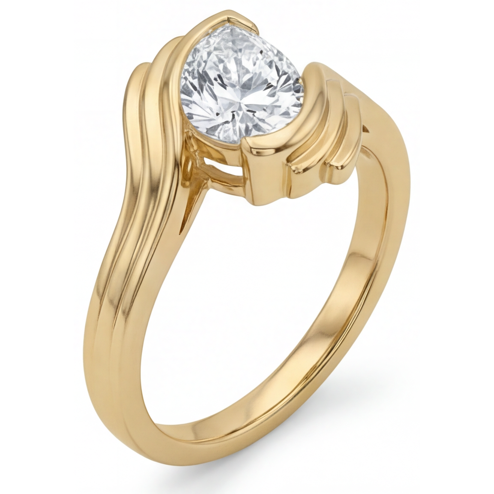Diamante Solitario di Fidanzamento 1,50-carati Oro 14 Carati Giallo – vista laterale