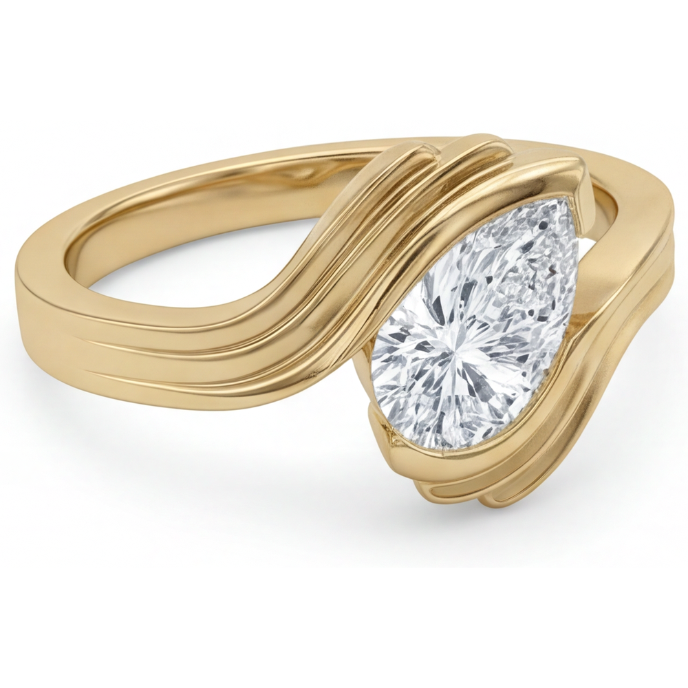 Diamante Solitario di Fidanzamento 1,50-carati Oro 14 Carati Giallo – vista angolare