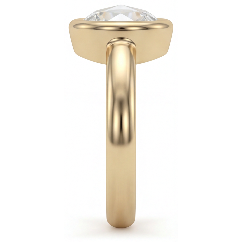 Diamante Taglio Brillante Solitario di Fidanzamento in Oro Giallo 14K – vista profilo