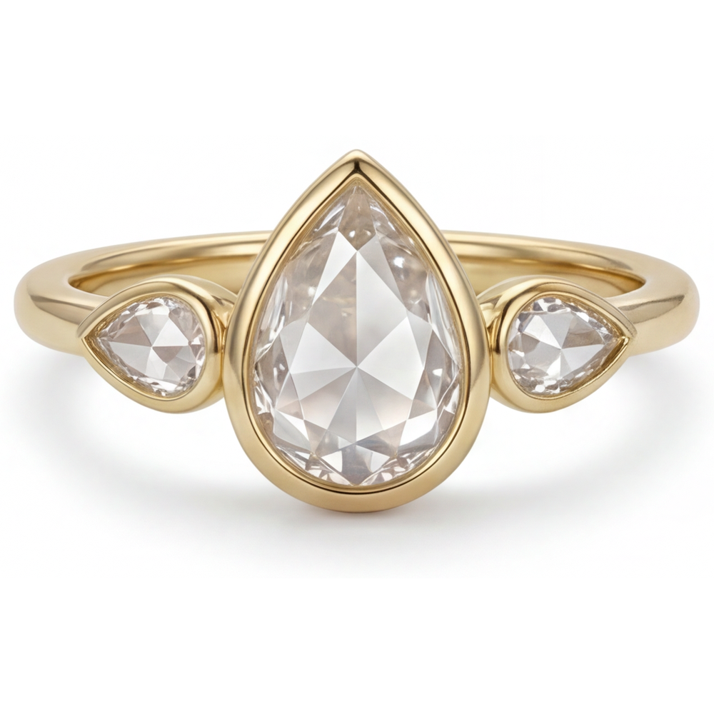 Trilogia Oro 14 Carati Giallo con Diamante – vista principale