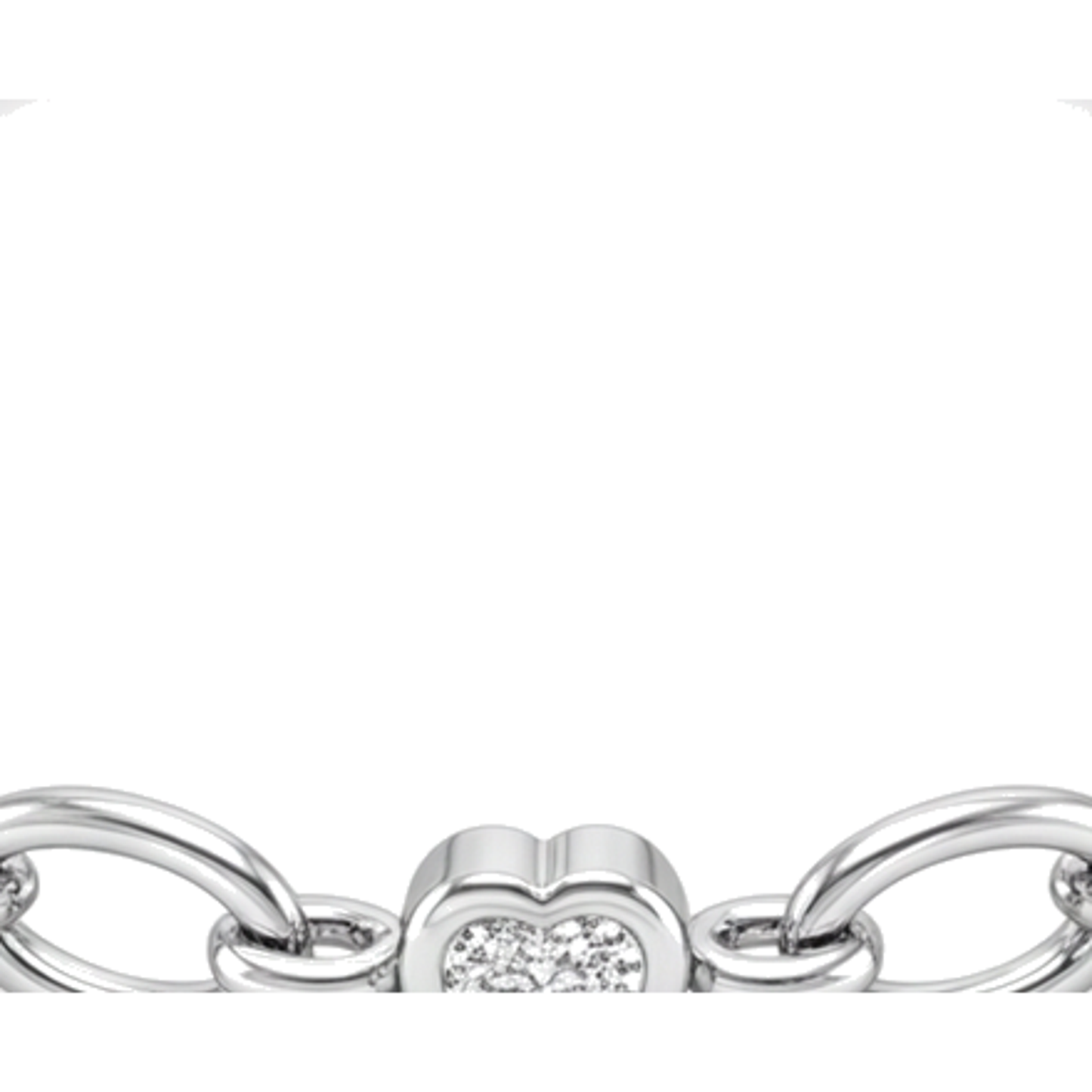 Bracciale a maglie ovali a stazioni con cuori di diamanti da laboratorio da 3 carati in Oro Bianco 14K, 7 pollici