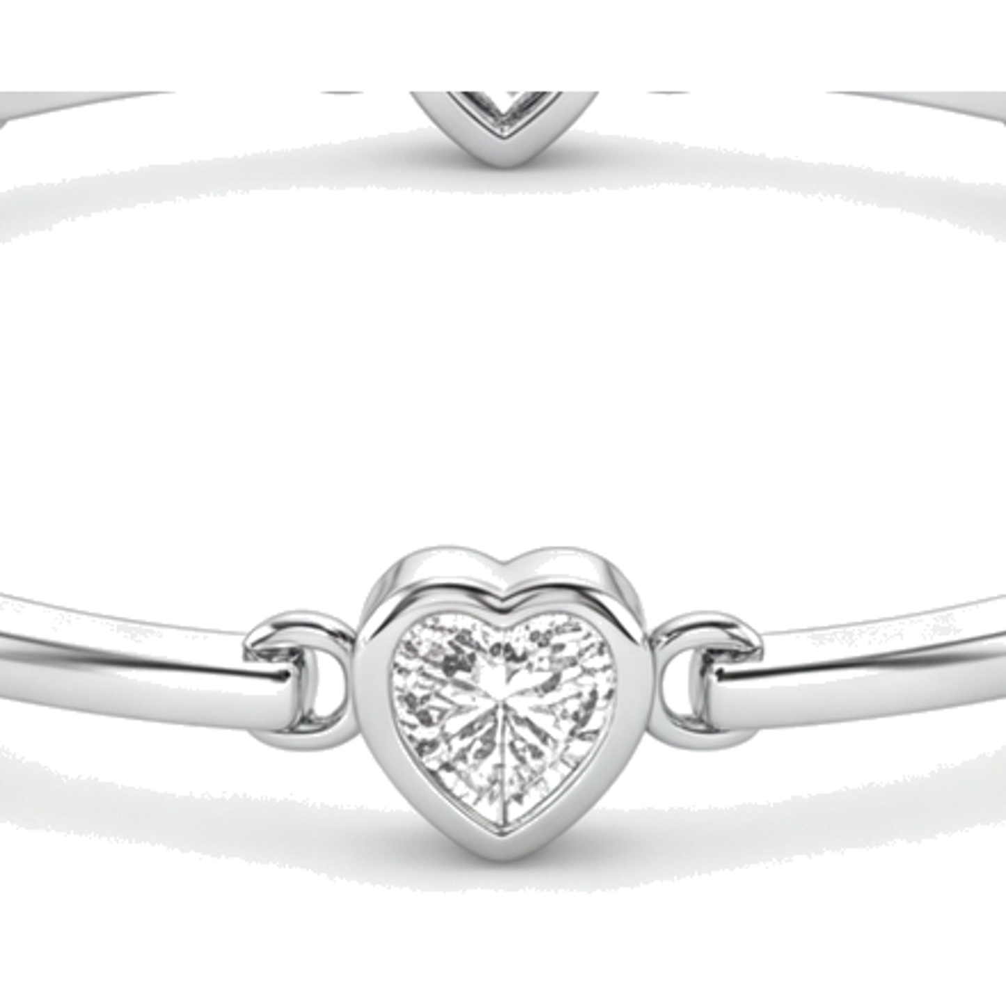 Bracciale a Cuore con Diamanti da Laboratorio 4 Carati con Barrette in Oro Bianco 14K 7 Pollici