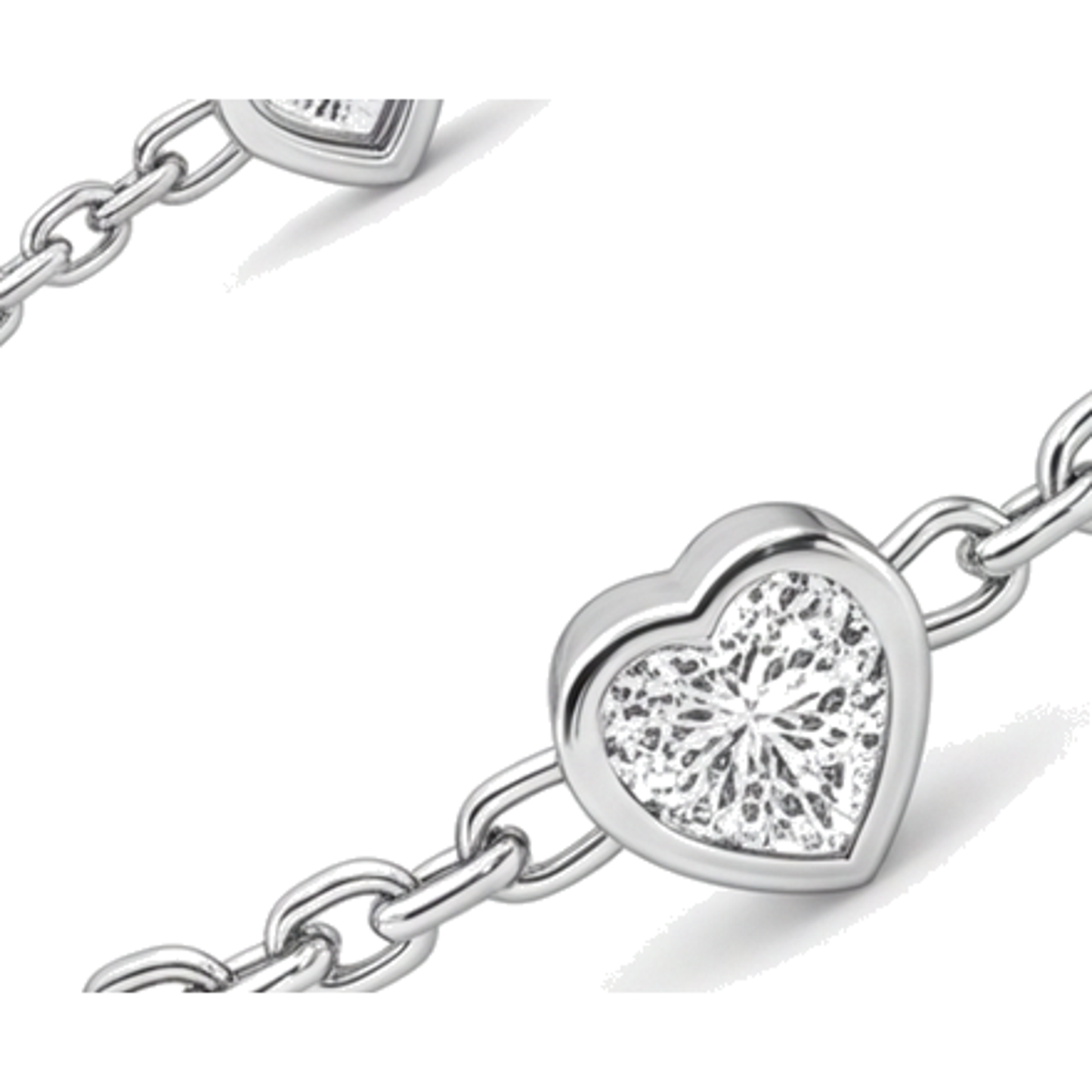 Bracciale con cuori di diamanti da laboratorio 3 carati lunetta in oro bianco 14K 7 pollici