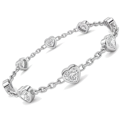 Bracciale con cuori di diamanti da laboratorio 3 carati lunetta in oro bianco 14K 7 pollici