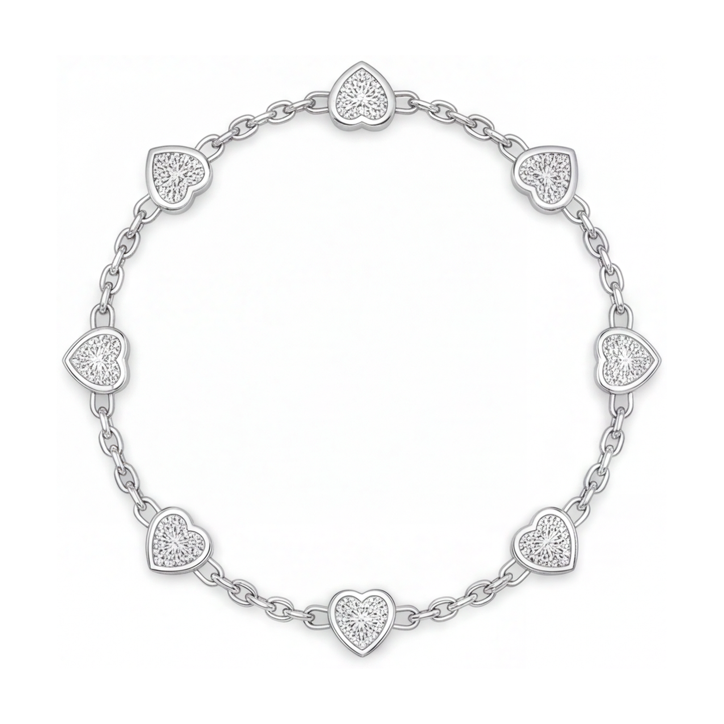 Bracciale con cuori di diamanti da laboratorio 3 carati lunetta in oro bianco 14K 7 pollici