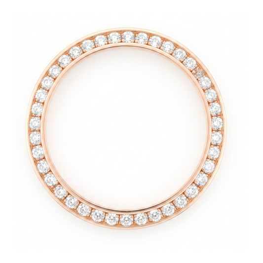 Lunetta per Orologio con Diamanti 1,5 Carati 28 mm Compatibile con Rolex Datejust in Oro Rosa 14K Pavé Rotondo Naturale
