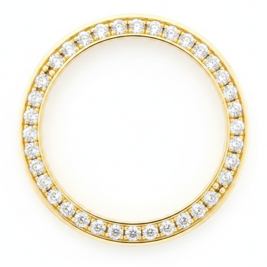 Lunetta per orologio con diamanti 1 carato 28 mm per Rolex Datejust in Oro Giallo 14K pavé rotondo naturale autentico