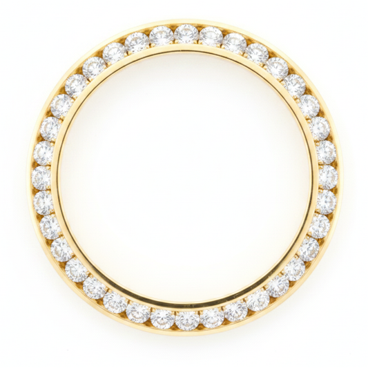 Lunetta da Orologio con Diamanti Naturali 1 Carato 28 mm Per Rolex Datejust in Oro Giallo 14K Rotonda a Canale