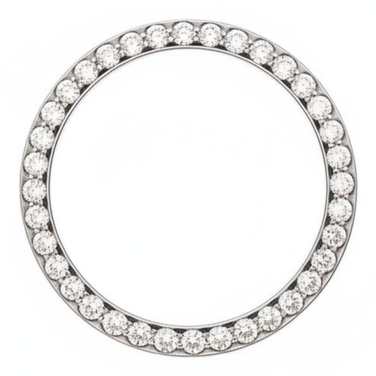 Lunetta per Orologio con Diamanti 1 Carato 28 mm Compatibile con Rolex Datejust in Vero Acciaio Inossidabile Rotonda Pavé