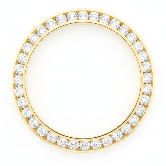 Lunetta per Orologio con Diamanti 2,5 Carati 28 mm per Rolex Datejust in Vero Oro Giallo Naturale 14K Rotonda