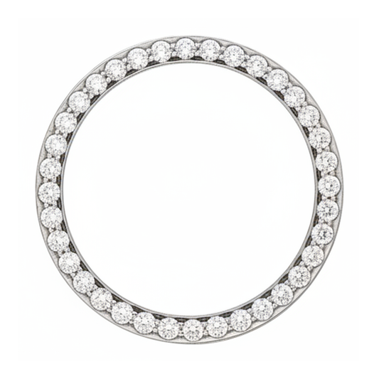 Lunetta per orologio con diamanti 2 carati 28 mm per Rolex Datejust in oro bianco 14K naturale pavé rotondo