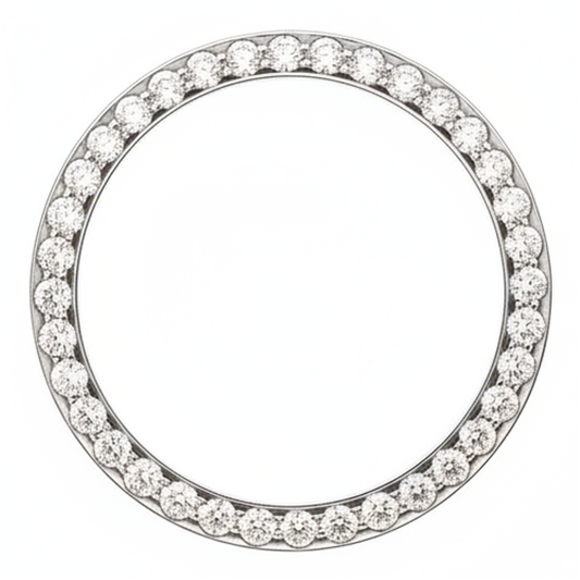 Lunetta per Orologio in Acciaio Inossidabile con Diamanti Naturali Veri 2 Carati 28 mm Pavé Tondo Compatibile con Rolex Datejust