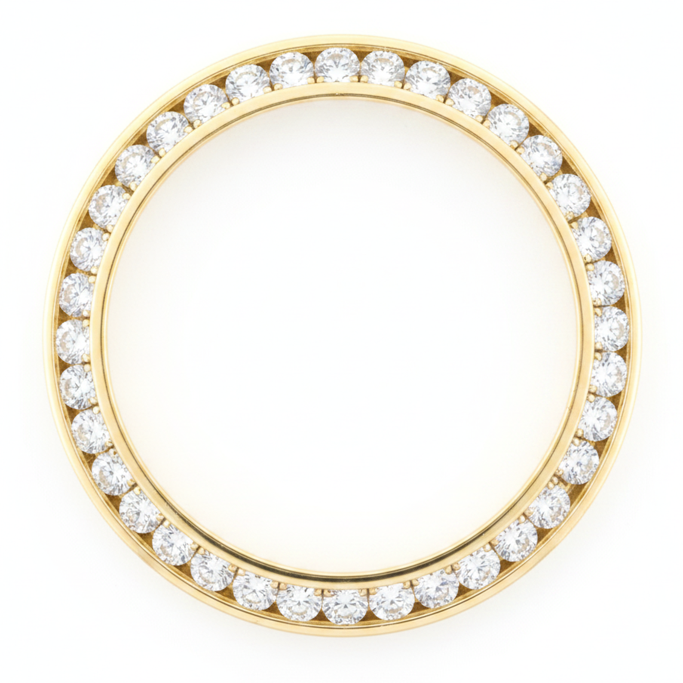 Lunetta per Orologio con Diamanti da 2 Carati 28 mm Adatta a Rolex Datejust in Autentico Oro Giallo 14K Tonda a Canale