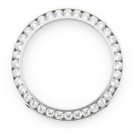 Lunetta per Orologio con Diamanti 2 Carati 28 mm Per Rolex Datejust in Vero e Autentico Acciaio Inossidabile Taglio Rotondo Incastonatura a Canale