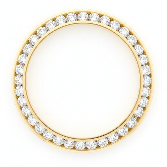 Lunetta per Orologio con Diamanti da 3 Carati 28 mm Compatibile con Rolex Datejust in Vero Oro Giallo 14K Naturale a Canale Rotondo