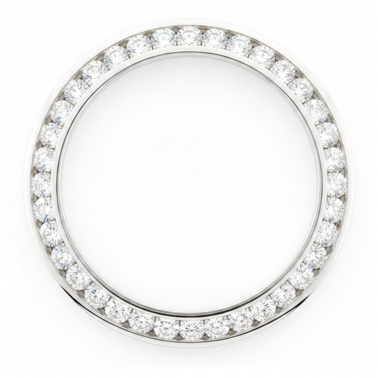 Lunetta per Orologio con Diamanti 3 Carati 28 mm Per Rolex Datejust in Acciaio Inossidabile Incassatura a Canale Rotonda Diamanti Naturali Autentici