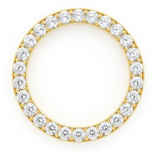Lunetta per Orologio con Diamanti 3 Carati 28 mm Adatta per Rolex Datejust in Oro Giallo 14K Naturale Autentico Pavé Rotondo
