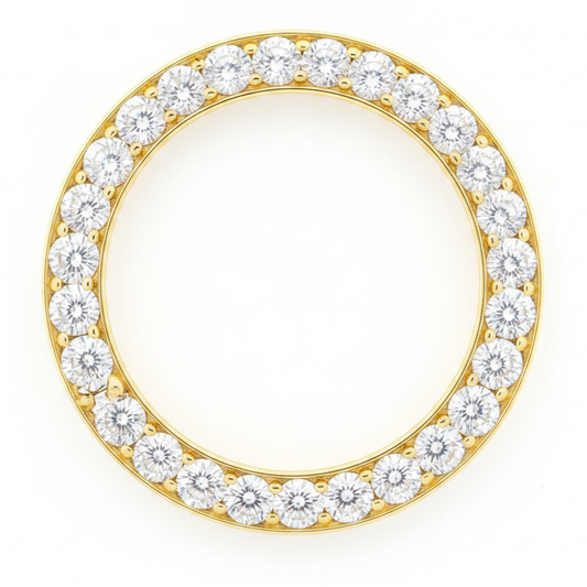 Lunetta per Orologio con Diamanti 5 Carati 28 mm Per Rolex Datejust in Autentico Oro Giallo 14K Naturale Pavé Rotondo