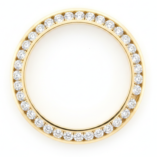 Lunetta per Orologio con Diamanti 5 Carati 28 mm per Rolex Datejust in Oro Giallo 14K Diamanti Naturali Veri Incastonatura a Canale Rotonda