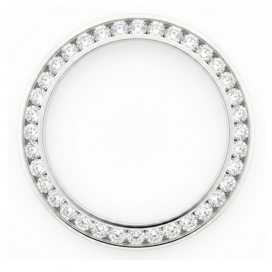 Lunetta per Orologio con Diamanti Naturali Autentici 5 Carati 28 mm Compatibile con Rolex Datejust in Acciaio Inossidabile Incassatura Rotonda a Binario