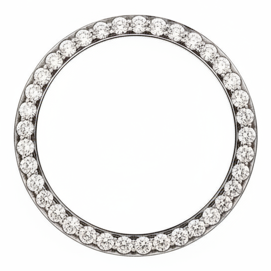 Lunetta per Orologio con Diamanti 5 Carati 28 mm Adatta a Rolex Datejust in Vero Acciaio Inossidabile Autentico Pavé Rotondo