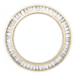 Lunetta Orologio con Doppia Fila di Diamanti Baguette 2,5 Carati 28 mm Compatibile con Rolex Datejust in Oro Giallo 14K Naturale