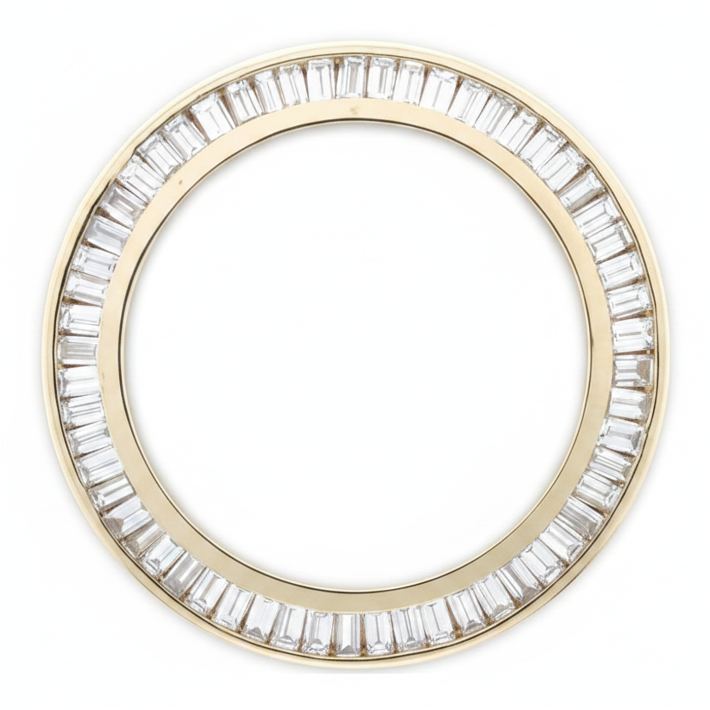 Lunetta Orologio con Doppia Fila di Diamanti Baguette 2,5 Carati 28 mm Compatibile con Rolex Datejust in Oro Giallo 14K Naturale
