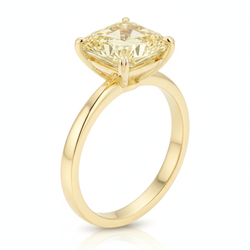 Anello di Fidanzamento con Pietra Preziosa Gialla, Solitario con Diamante Naturale Fantasia Taglio Radiant da 2,17 Carati in Oro 18K