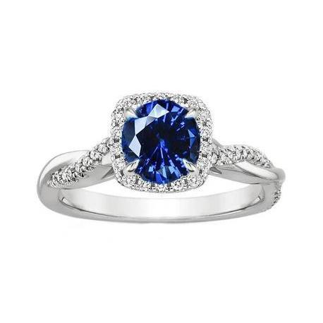 Fede nuziale in oro bianco 14 carati con diamanti 3 carati e zaffiro blu di Ceylon - harrychadent.it