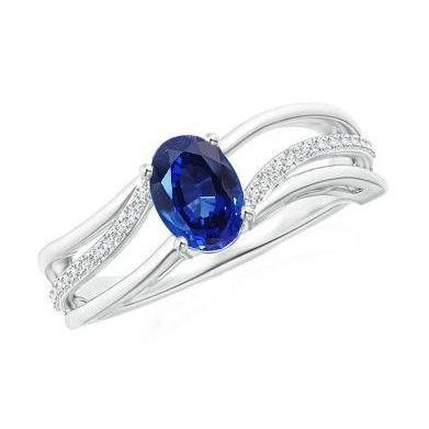 Fede nuziale ovale Sri Lanka blu zaffiro diamante 3 carati - harrychadent.it