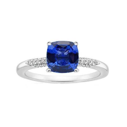 Fede blu con zaffiro taglio cuscino e diamante. oro 14 kt. 2 ct. - harrychadent.it