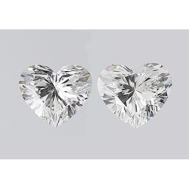 Coppia di diamanti a taglio cuore da 2 carati, sciolti, purezza E, VVS1