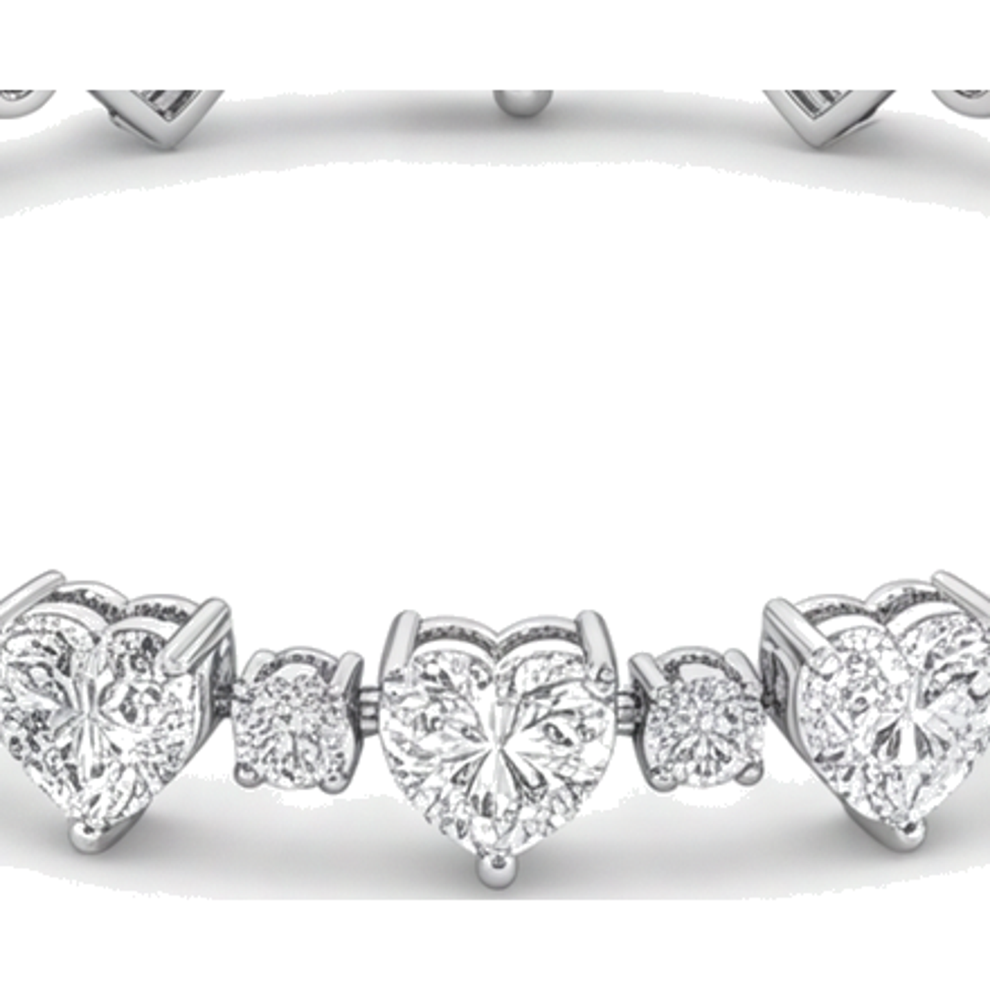 Bracciale Tennis con diamanti a cuore da 6 carati da laboratorio con lunetta in oro bianco 14K, 7 pollici