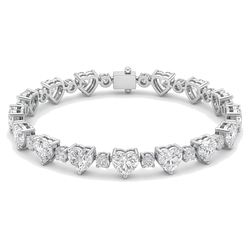 Bracciale Tennis con diamanti a cuore da 6 carati da laboratorio con lunetta in oro bianco 14K, 7 pollici