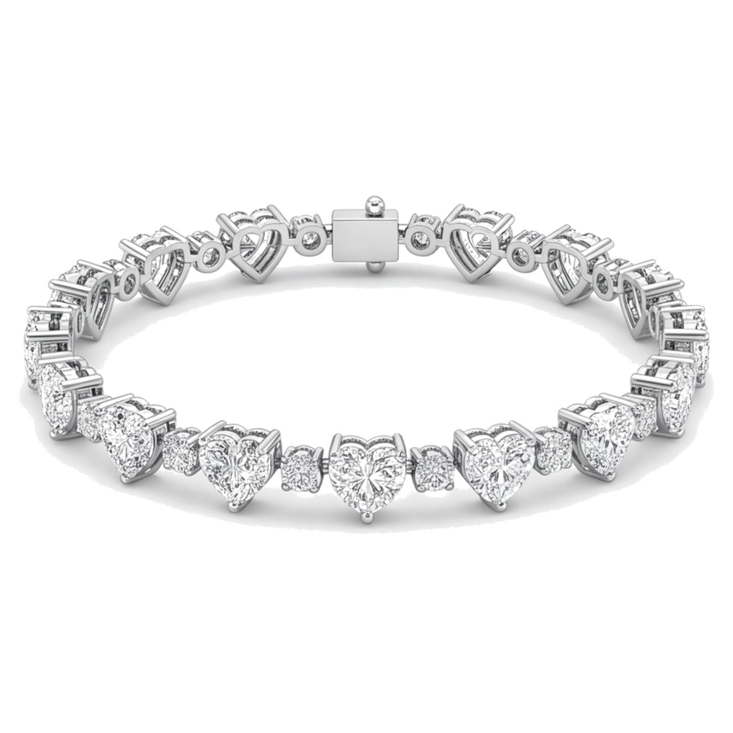 Bracciale Tennis con diamanti a cuore da 6 carati da laboratorio con lunetta in oro bianco 14K, 7 pollici