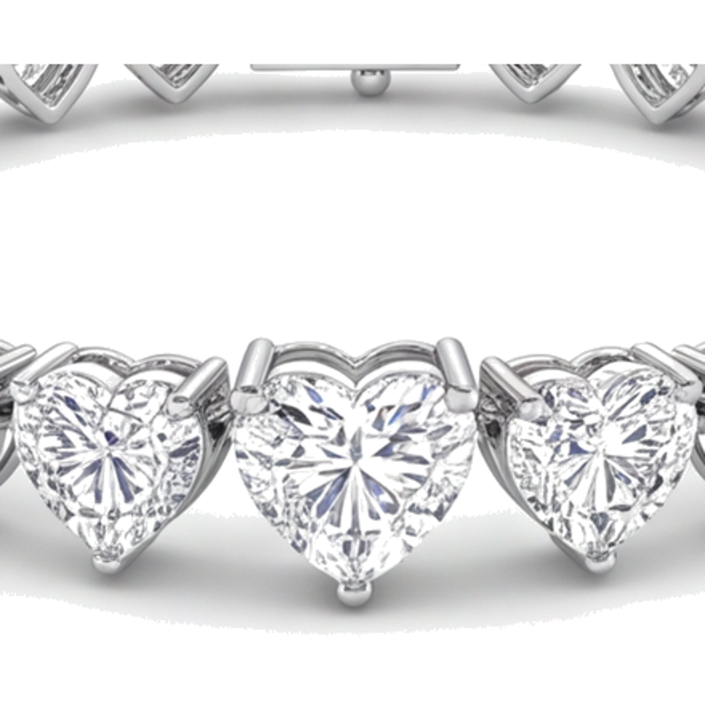 Bracciale Tennis con Diamanti a Cuore da Laboratorio da 9 Carati a Griffe in Oro Bianco 14K, 7 Pollici