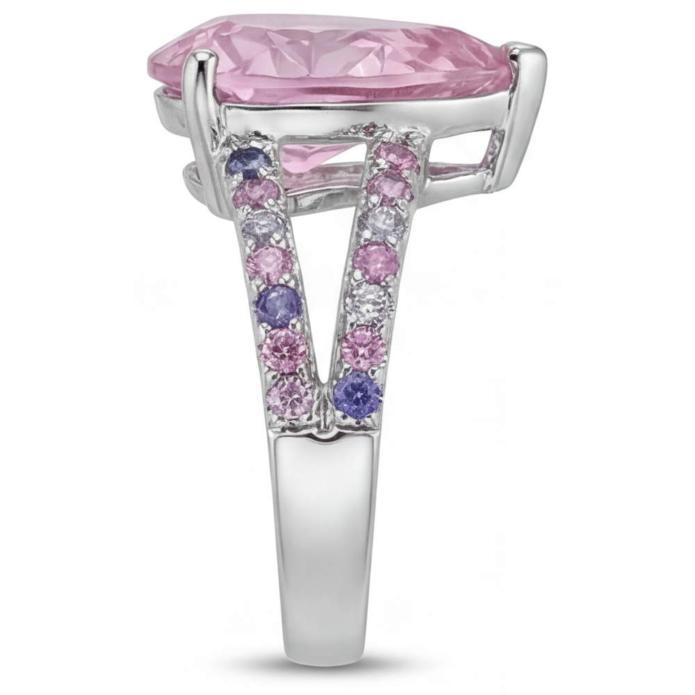Kunzite Solitario con Pietre Laterali – vista posteriore